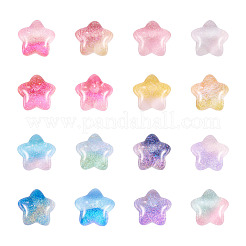 32 шт. двухцветные светящиеся прозрачные кабошоны из смолы в форме звезды&nbsp;RESI-TA0004-28
