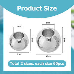 120 шт. 2 стиля 304 нержавеющая сталь европейские бусины&nbsp;FIND-HS0001-23