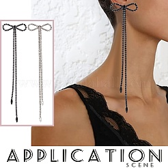 2 пара двухцветных серег-гвоздиков с бантом из сплава и булавками из стерлингового серебра&nbsp;EJEW-AN0004-89