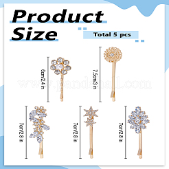 1 комплект заколок для волос из сплава со стразами и жемчугом&nbsp;AJEW-LP0001-89G