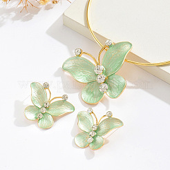 Комплекты из ожерелий и серег-гвоздиков из сплава эмали и хрустальных страз&nbsp;FS-WG8339F-03