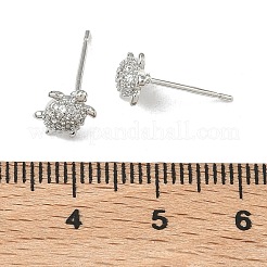 Женские серьги-гвоздики из латуни с микропаве и прозрачным кубическим цирконием&nbsp;EJEW-F403-02P