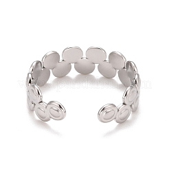 Не тускнеющее плоское круглое кольцо-манжета из нержавеющей стали 304 для женщин&nbsp;RJEW-A005-34P