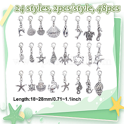 48 шт. 24 стиля подвеска из сплава с изображением морского животного&nbsp;HJEW-GA00033