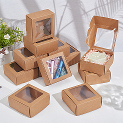Складные креативные почтовые коробки из крафт-бумаги с видимым окном&nbsp;LS-CON-WH0113-08B-02