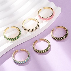 Латунные эмалированные манжеты с открытыми кольцами&nbsp;RJEW-P183-07G-M