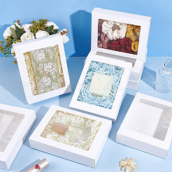 Прямоугольные бумажные коробки для печенья с прозрачным окном&nbsp;CON-WH0107-02B-02