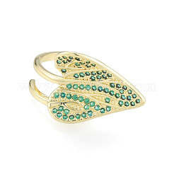 Открытая манжета в виде листа кубического циркония&nbsp;RJEW-N037-036