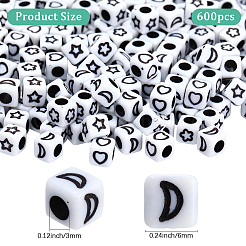 600 шт. Непрозрачные акриловые бусины&nbsp;OACR-PA0001-28