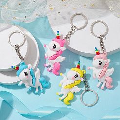 Пластиковый брелок из ПВХ с мультяшным единорогом&nbsp;KEYC-JKC00679