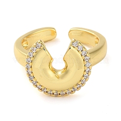 Стойка покрытие латунь микро паве кубический цирконий открытые манжеты кольца&nbsp;RJEW-K266-07B-G