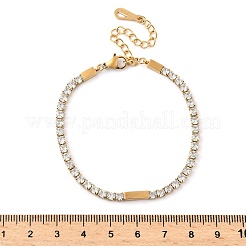 Браслеты из нержавеющей стали 304 с квадратными звеньями и кубическим цирконием для женщин&nbsp;BJEW-B134-04G