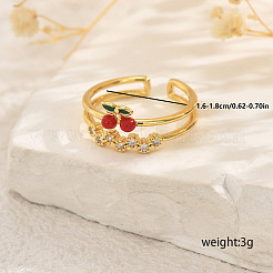 Фруктовые темы латунные паве кубические цирконии манжеты открытые кольца для женщин&nbsp;FC9265-8