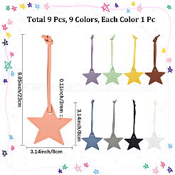 9 шт. 9 цвета звезда искусственная кожа подвеска украшение&nbsp;HJEW-CL0001-01