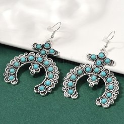 Серьги-подвески из искусственного сплава бирюзы для женщин&nbsp;LS-EJEW-U053-10AS-02