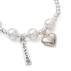 Браслеты из сплава с подвесками в форме сердца ко Дню матери&nbsp;BJEW-JB13133