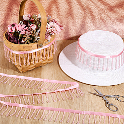 2.5 ярд пластиковых бусин и полиэстеровой кружевной ленты&nbsp;SRIB-HY0001-16