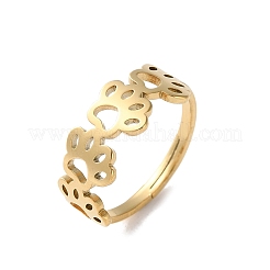 Ионное покрытие (ip) 201 нержавеющая сталь полое регулируемое кольцо с отпечатками собачьих лап для женщин&nbsp;RJEW-K238-10G