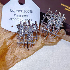 Серьги-гвоздики из сплава со стразами&nbsp;FS-WG9A93A-02