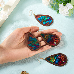 2 пара двухцветных акриловых сережек-подвесок для женщин&nbsp;EJEW-TA0001-53A