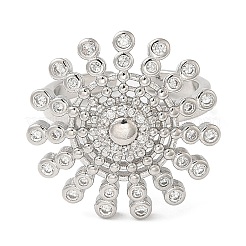 Вращающееся открытое кольцо с цветком кубического циркония&nbsp;LS-RJEW-Q776-05P