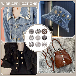 54 шт. 9 стиля пуговицы из цинкового сплава на ножке&nbsp;BUTT-PH0001-61