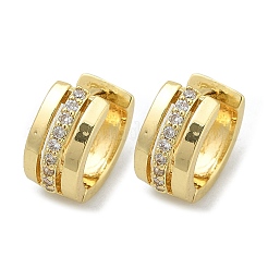 Латунные серьги-кольца из прозрачного кубического циркония&nbsp;EJEW-D311-054G