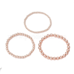 3 шт. гальванизированные немагнитные синтетические гематитовые круглые бусины эластичные браслеты для женщин&nbsp;BJEW-JB11944