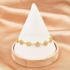 Браслеты-цепочки из латуни с микропаве из прозрачных кубических цирконий в форме ветряной мельницы для женщин&nbsp;BJEW-A090-04G