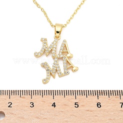 День матери латунные микропаве прозрачные кубические цирконии подвески ожерелья для женщин&nbsp;LS-NJEW-Q021-01B-G