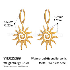 Европейские серьги-подвески в форме солнца из нержавеющей стали 304 спиралевидной формы для женщин&nbsp;LD6957-2
