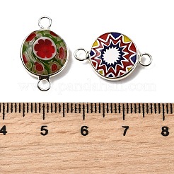 Плоские круглые подвески-соединители ручной работы миллефиори&nbsp;LAMP-D002-02B-S