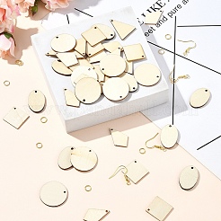 Наборы для самостоятельного изготовления подвесных сережек-подвесок из натурального дерева тополя в форме ромба/треугольника/овала&nbsp;DIY-YW0010-47