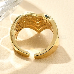 Кольца-манжеты для пальцев с покрытием из латуни с микропаве из прозрачного кубического циркония для женщин&nbsp;RJEW-M028-26G