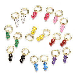 Серьги-кольца из латуни с микро-паве из фианита&nbsp;EJEW-T014-44G-NF