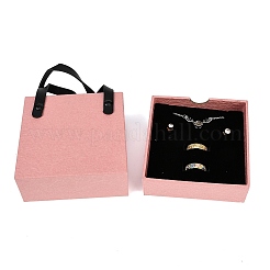 Ящики для украшений из искусственной кожи с квадратной губкой внутри и прямоугольными мешочками для украшений из текстурированной бумаги&nbsp;ABAG-B009-02D