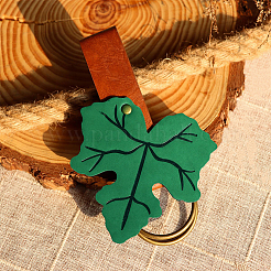 2 шт. подвеска на пояс из искусственной кожи в форме листа. С кольцом из сплава&nbsp;AJEW-CL0001-85