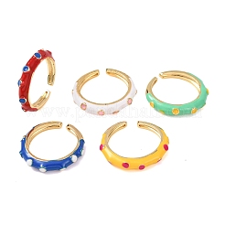 Латунные эмалированные манжеты с открытыми кольцами&nbsp;RJEW-P183-06G-M