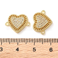 Подвески-шармы в виде сердца из кубического циркония с покрытием из латуни&nbsp;KK-C084-08F-G