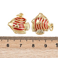 Латунные эмалевые подвески-рыбки&nbsp;KK-I377-05G-B