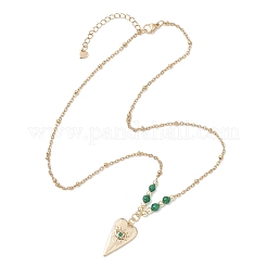 Подвеска в форме сердца с изображением сглаза из латуни с кубическими цирконами&nbsp;NJEW-JN05803-02