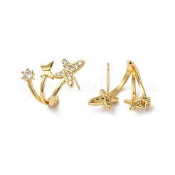 Серьги-гвоздики в виде бабочки из прозрачного кубического циркония&nbsp;KK-O142-08G