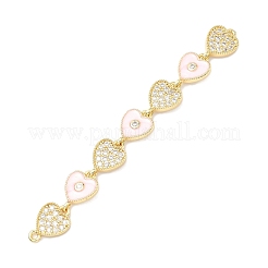 Латунные подвески-сердечки с микропаве из прозрачного кубического циркония в форме сердца&nbsp;KK-H539-14G