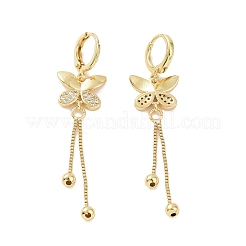 Прозрачные серьги-кольца с бабочкой из кубического циркония&nbsp;EJEW-P224-09G