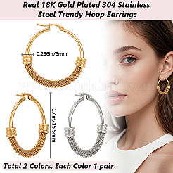 2 пара сережек-колец из нержавеющей стали 304 двух цветов&nbsp;EJEW-BBC0001-73B