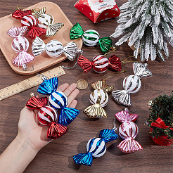 24 шт. 6 цвета рождественские гальванические пластиковые конфетные подвески украшения&nbsp;KY-BC0001-47