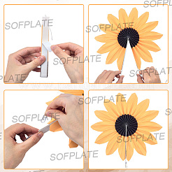 1 пакет бумажного веера в виде подсолнуха&nbsp;DIY-SP0006-49