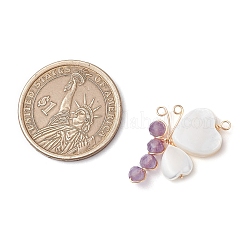 Бусины из натуральных драгоценных камней с бусинами из натуральных пресноводных ракушек и подвесками из экологически чистой медной проволоки&nbsp;PALLOY-TA00234