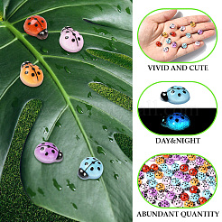 100 шт. 5-х цветный кабошон из светящейся смолы в виде божьей коровки&nbsp;MRMJ-SP0001-11