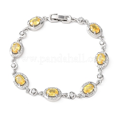 Браслеты-цепочки из овальной латуни с микропаве из кубических цирконий для женщин&nbsp;BJEW-D387-04P-04